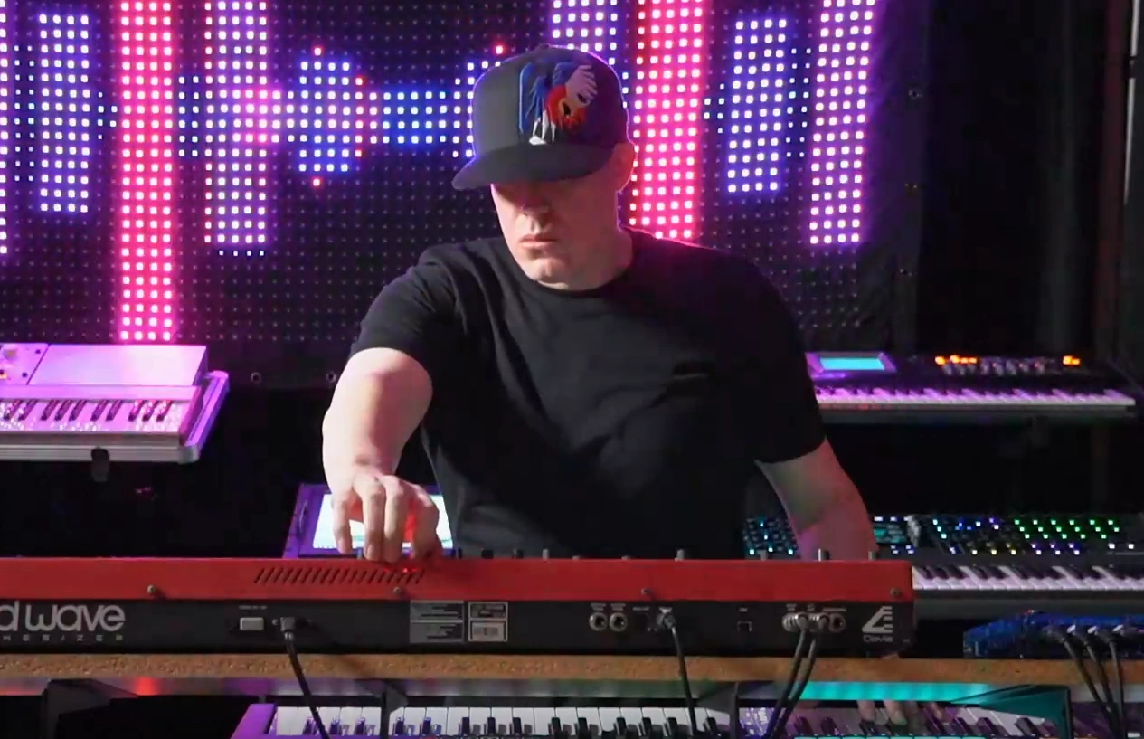 Marshal Arnold performing with synthesizers